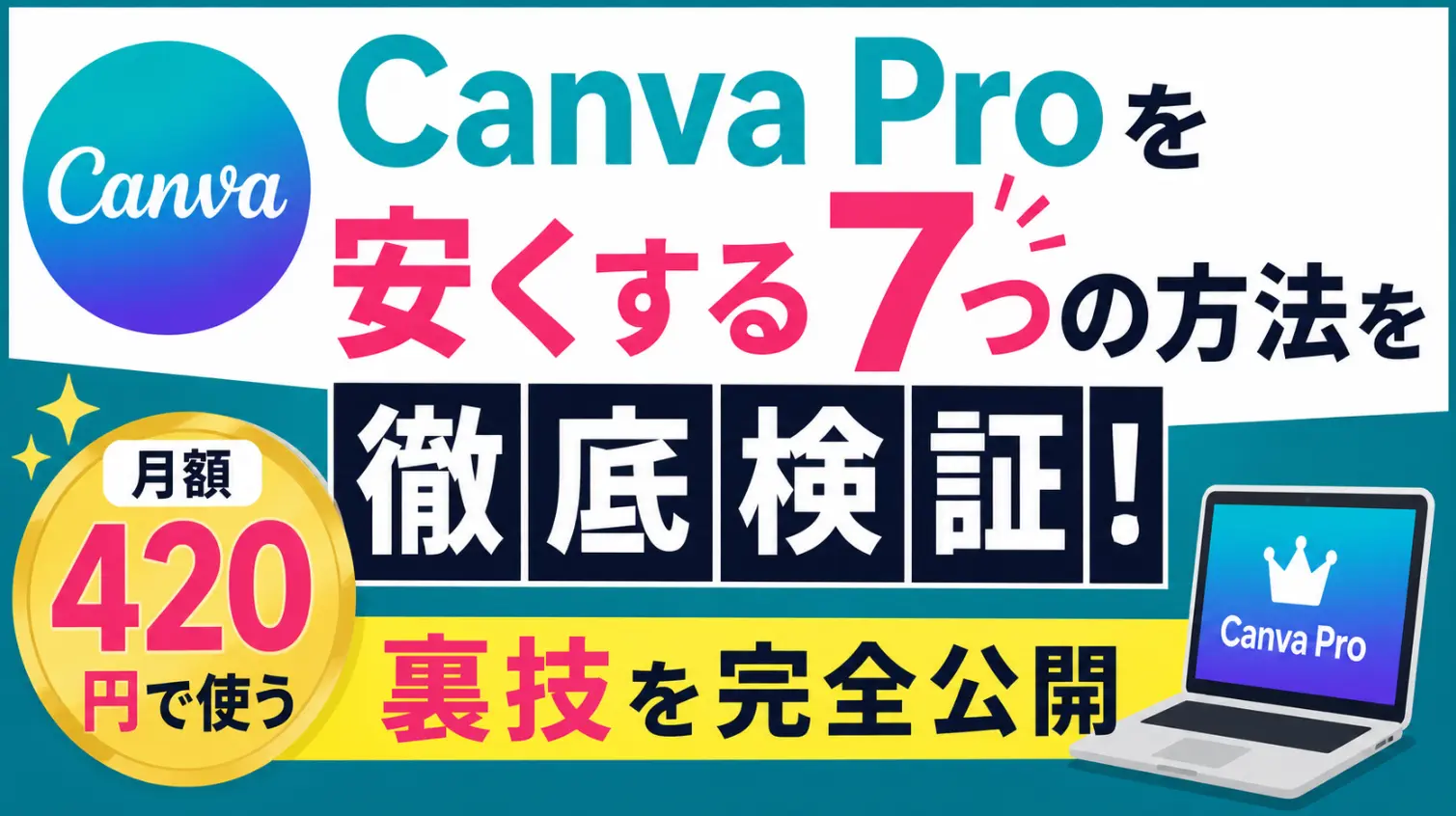 Canva Proを安くする7つの方法を徹底検証!月額420円で使う裏技を完全公開