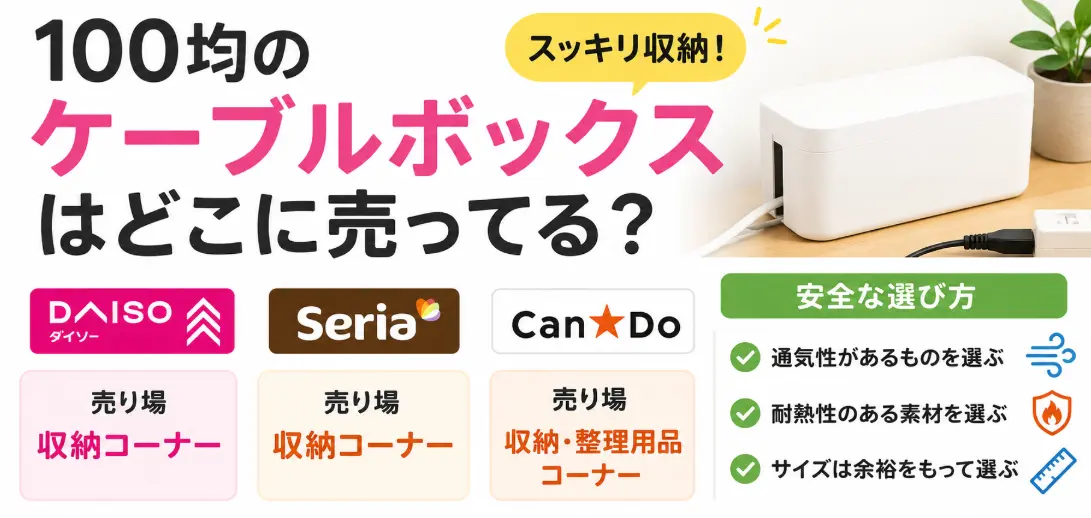 100均のケーブルボックスはどこに売ってる？ダイソー・セリア・キャンドゥの売り場と安全な選び方