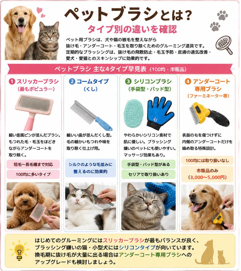 ペットブラシの種類とタイプ別の違い