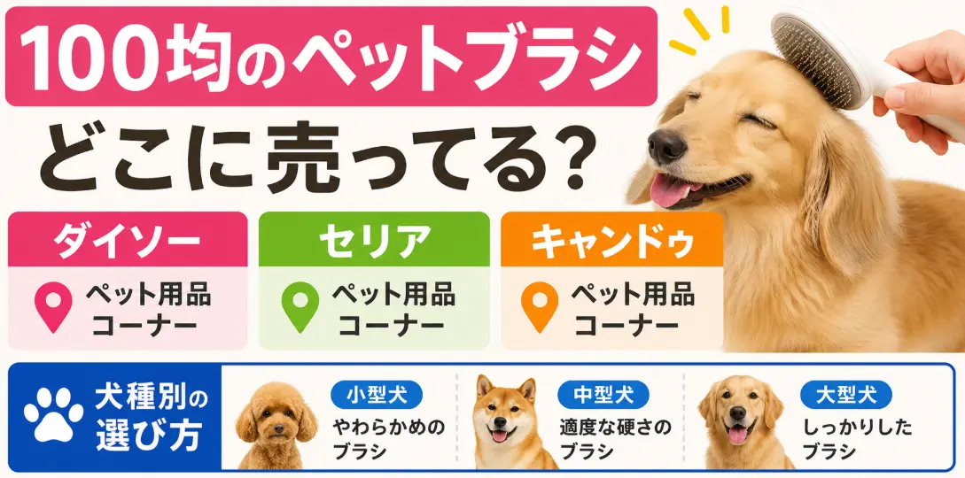 100均のペットブラシはどこに売ってる？ダイソー・セリア・キャンドゥの売り場と犬種別の選び方