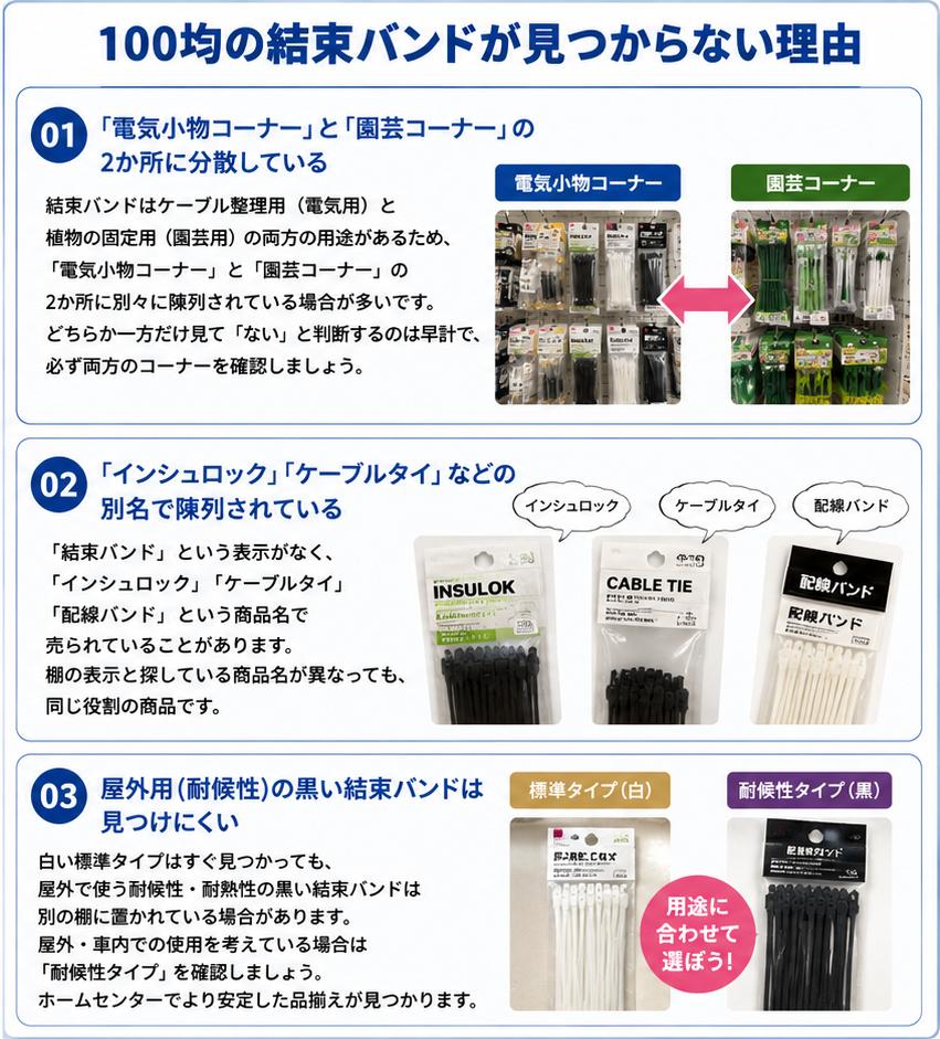 100均で結束バンドが見つからない理由