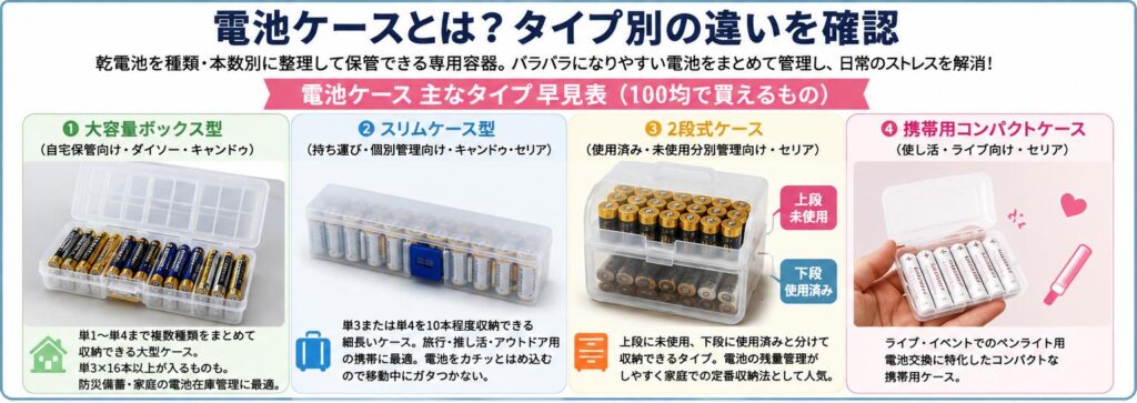 100均の電池ケース売り場と種類比較