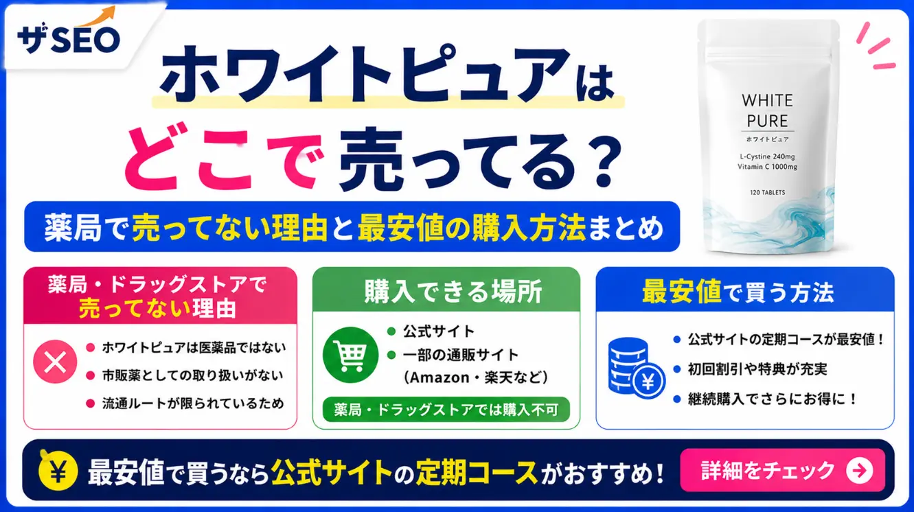 ホワイトピュアはどこで売ってる？薬局で売ってない理由と最安値の購入方法まとめ